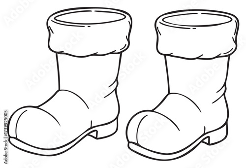 Black outline of a pair of simple winter boots with rounded toes and soft cuffs.