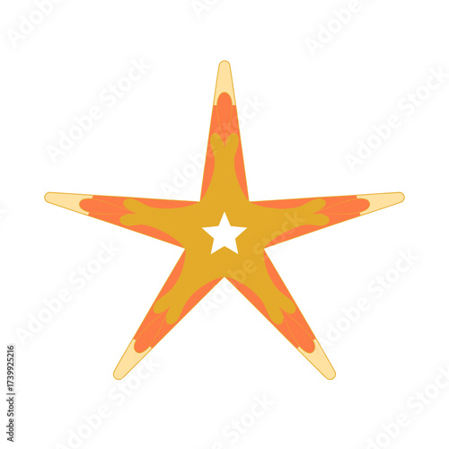 Stylized Orange and Yellow Starfish Illustration on White Background Marine Life Concept Beach and Ocean Iconography for Summer Design and Creative Projects