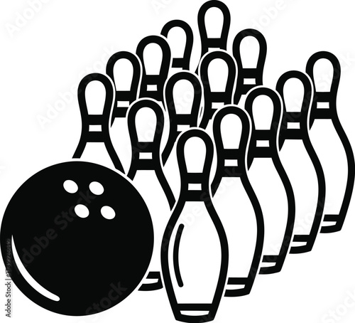 Bowling ball and pins