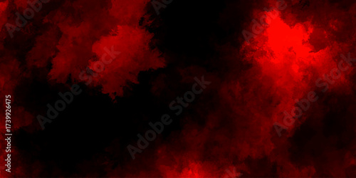 Abstract grunge red and black powder explosion cloud on black background. dark red smoke Like cloud wave effect on black. dark fire flame grunge texture background. toned fiery red sky.