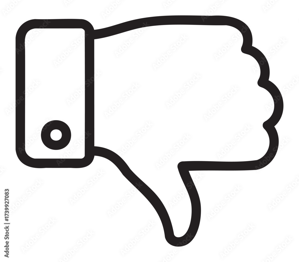 Obraz premium Black outline icon of a thumbs down gesture with a cuffed sleeve indicating disapproval or dislike.