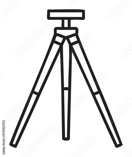 Black outline icon of a simple three-legged camera tripod designed for stability and support in photography and videography.
