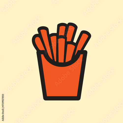 Silhouette Style Vector Icon of Crispy French Fries, Fast Food Illustration, Minimalist Design for Restaurant Menu, Food Delivery, Snack Concept