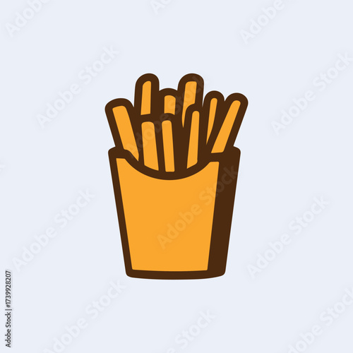 Silhouette Style Vector Icon of Crispy French Fries, Fast Food Illustration, Minimalist Design for Restaurant Menu, Food Delivery, Snack Concept