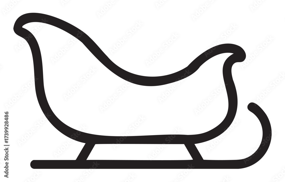 Obraz premium Black outline icon of a simple sleigh with curved runners and an elegant design. minimal linear illustration for winter, holiday, and transportation themes.