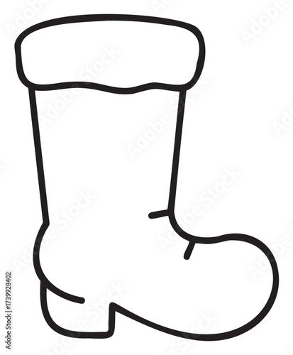 Black outline icon of a simple winter boot with a high cuff and rounded toe. minimalist design suitable for fashion, footwear, and winter themes.