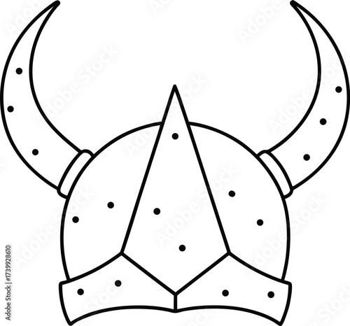 viking helmet made of constellations coloring vector illustration on transparent background