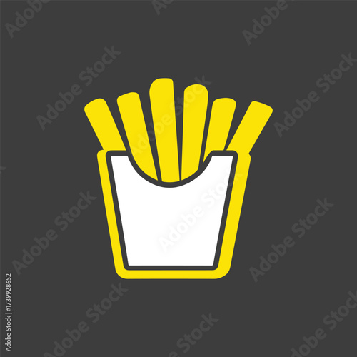 Silhouette Style Vector Icon of Crispy French Fries, Fast Food Illustration, Minimalist Design for Restaurant Menu, Food Delivery, Snack Concept