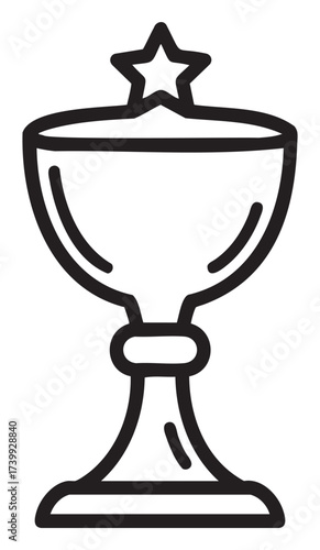 Black outline icon of a trophy with a star on top, symbolizing achievement and excellence.