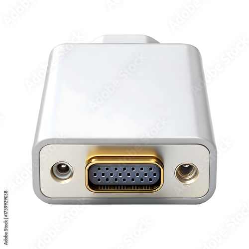 White vga adapter isolated on transparent background for computer monitor connection