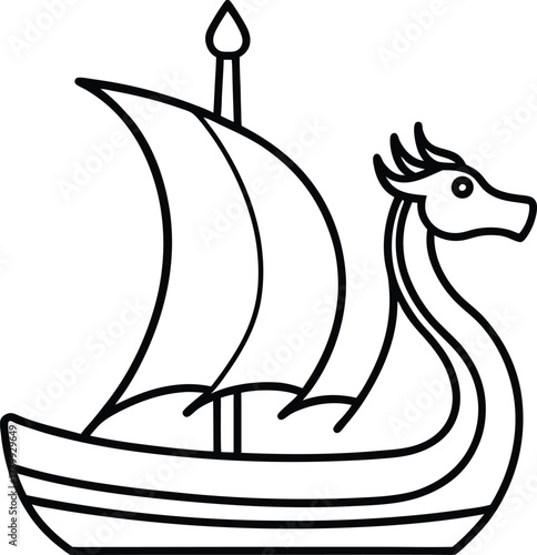 dragon head sails outline  vector illustration on transparent background