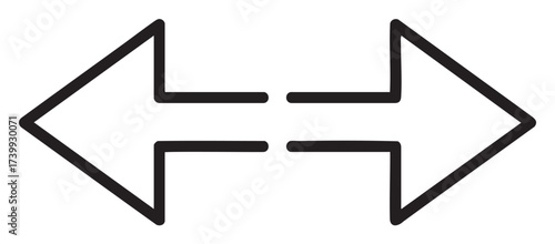 Bold black outline of two opposite arrows, one pointing left and the other pointing right, conveying a sense of direction.