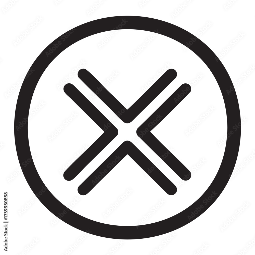 Obraz premium Black monochrome geometric symbol featuring overlapping lines forming an intricate pattern within a circular frame.