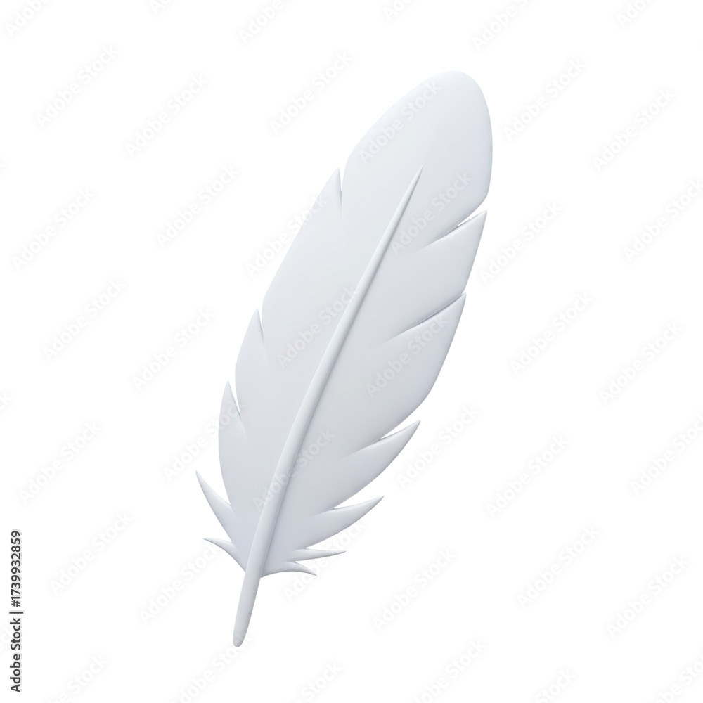 Fototapeta premium White feather 3d icon for softness