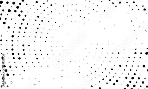 Abstract monochrome halftone pattern. Futuristic panel. Grunge dotted backdrop with circles, dots, point. Design element for web banners, posters, cards, wallpapers, sites. Black and white color