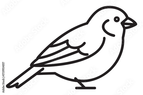 Black outline icon of a simple sparrow bird facing right. minimal linear art for nature and wildlife concepts.
