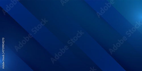 Abstract modern blue horizontal banner background with geometric diagonal overlay layer and glowing lines. Suit for banner, poster, cover, header, flyer, brochure, website