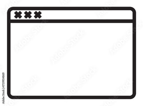Black outline icon of a simple rectangular web browser window with three "x" symbols in the top left corner, indicating closed tabs.
