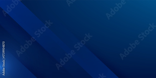Abstract modern blue horizontal banner background with geometric diagonal overlay layer and glowing lines. Suit for banner, poster, cover, header, flyer, brochure, website