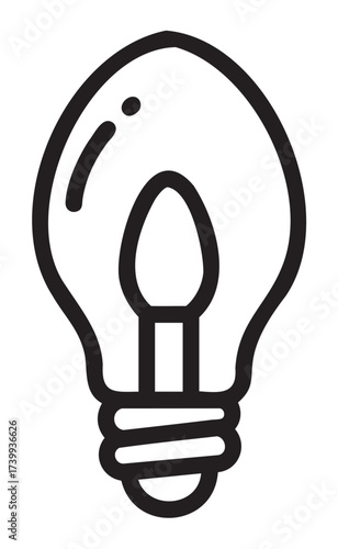 Black outline icon of a simple light bulb with a large filament shape, suitable for energy and innovation concepts.
