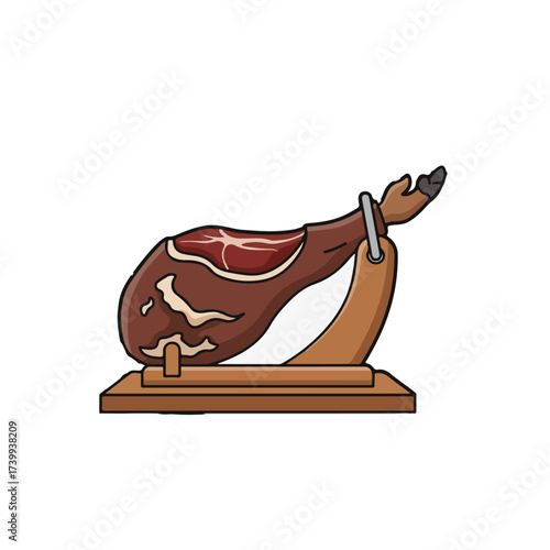 Iberian Ham Leg Vector Illustration