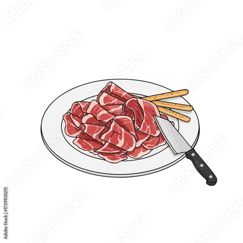 Iberian Ham Slices Vector Illustration