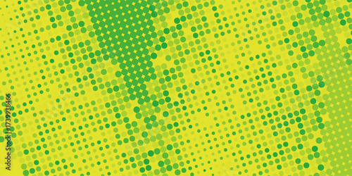 Dots halftone green color pattern gradient texture with technology digital background. Dots pop art comics with nature graphic design