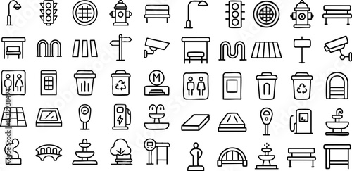 Urban City Icons Collection Street Furniture and Amenities.