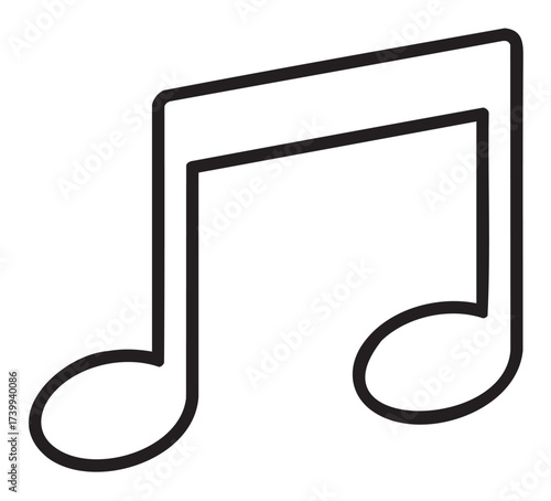Black outline vector icon of a musical eighth note with a curved stem. minimal linear design for music, sound, and audio concepts.