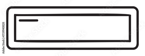 Black outline icon of a single rectangular eraser with a small angled corner detail at the top left, suitable for stationery and office supply themes.