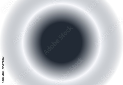A minimalist abstract vector graphic featuring a white-to-dark radial gradient that creates a central dark void.