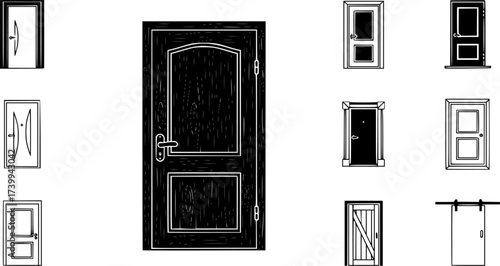 Door silhouette, Door, Wooden door , Door icon, Door logo, Bedroom door, Door vector