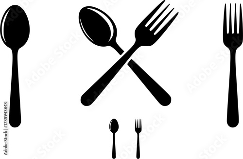 Crossed spoon , Crossed spoon silhouette, Crossed spoon and fork , Spoon , Fork , Spoon silhouette