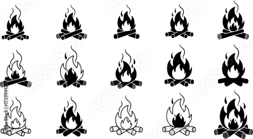 Campfire , Campfire silhouette, Bonfire , Campfire fire  bundle, Bonfire silhouette bundle, Campfire flame , Campfire flame silhouette, Campfire clipart, Campfire vector bundle.