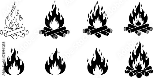 Campfire , Campfire silhouette, Bonfire , Campfire fire  bundle, Bonfire silhouette bundle, Campfire flame , Campfire flame silhouette, Campfire clipart, Campfire vector bundle.