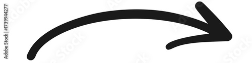 Long curved hand drawn arrow, marker drawn arrow

