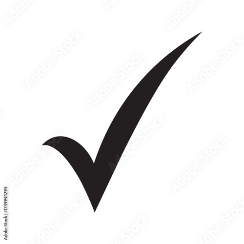 Bold black check mark on white background, symbolizing approval, correctness, or completion. Clean, minimalist design ideal for UI, branding, forms, and digital communication.