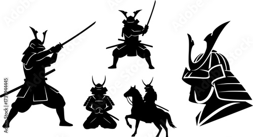 Samurai silhouette, Samurai , Samurai warriors silhouette, Samurai warriors, Samurai vector set