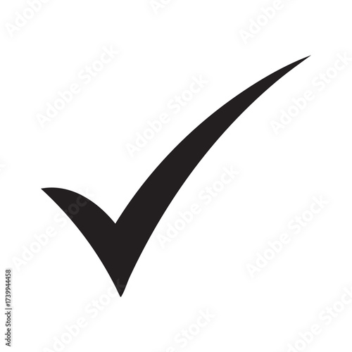 Bold black check mark on white background, symbolizing approval, correctness, or completion. Clean, minimalist design ideal for UI, branding, forms, and digital communication.