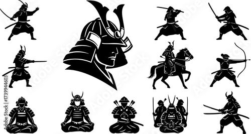 Samurai silhouette, Samurai , Samurai warriors silhouette, Samurai warriors, Samurai vector set