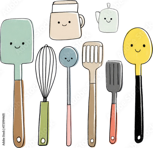 Cute Kitchen Utensils: Whisk Spatula Spoon and More.