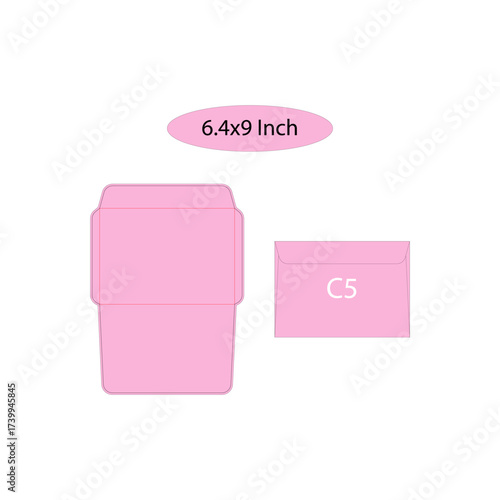 6.4x9 Inch booklet envelope dieline template
