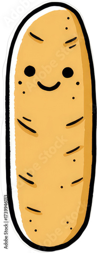 Cute Cartoon Potato Smiling with Joyful Expression and Happy Face.