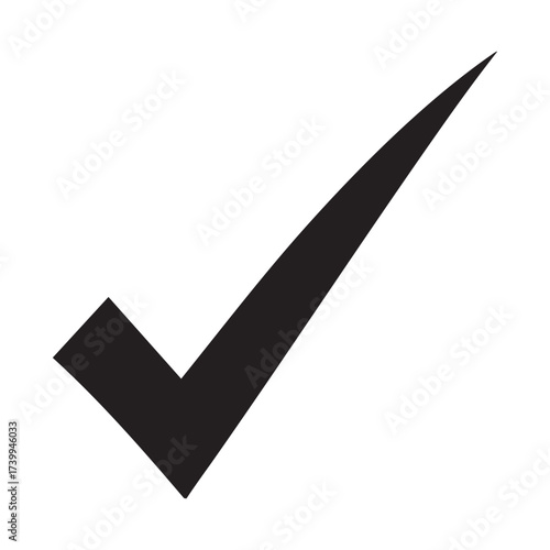 Bold black check mark on white background, symbolizing approval, correctness, or completion. Clean, minimalist design ideal for UI, branding, forms, and digital communication.
