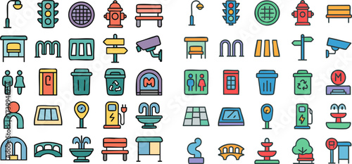 Urban Icons City Elements Illustration.