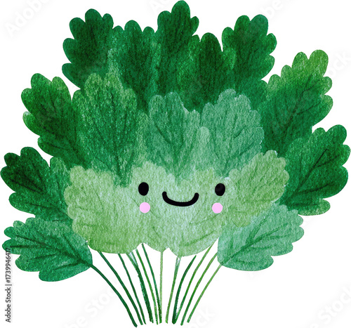 Cute Cartoon Parsley: A Fresh and Happy Herb Illustration.