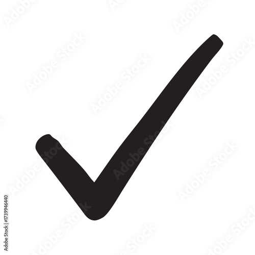 Bold black check mark on white background, symbolizing correctness, approval, or task completion. Clean and universal icon ideal for digital design, education, and professional use.