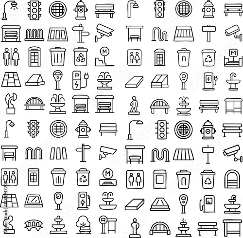 Urban Icons Cityscape Elements Illustration.