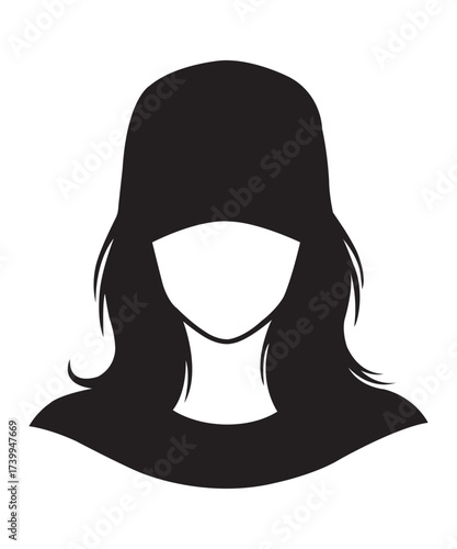 Woman Silhouette Wearing Cap and Casual Hairstyle Vector.