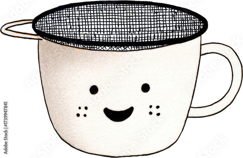 Smiling Tea Cup with Infuser: A Whimsical Beverage Delight.